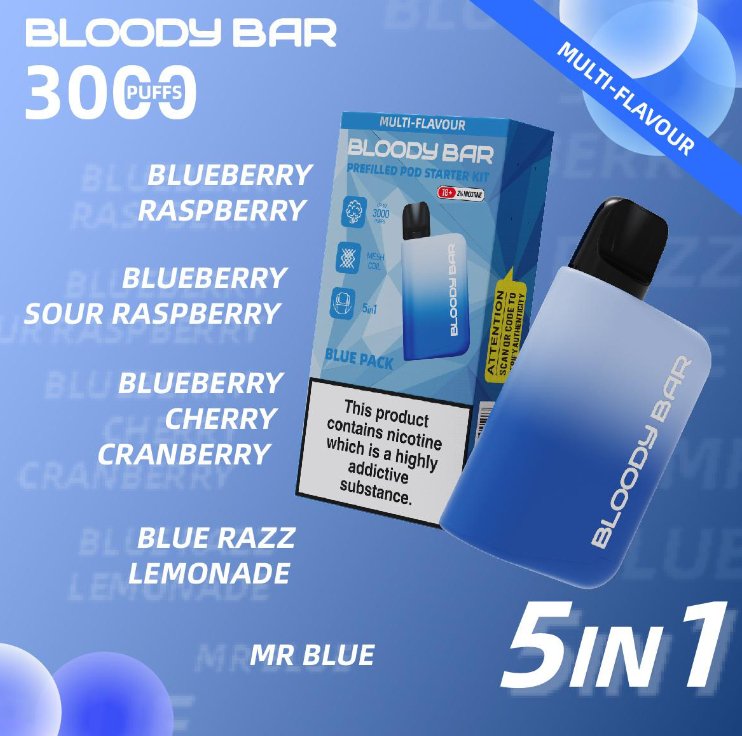 Bloody Mary - 5 in 1 Bloody Mary 3000 Puffs Prefilled Pod Kit (Box of 5) - theno1plugshop