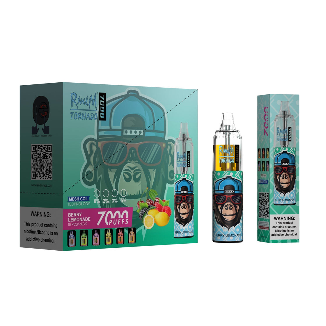 RAndM Tornado 7000 Puffs Disposable Vape (æske med 10 stk)