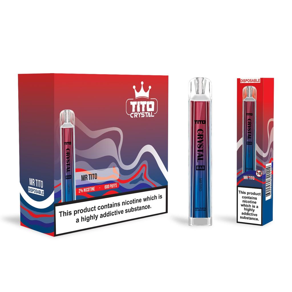 Tito Crystal Bar Vape Pen 600 Puffs (æske med 10 stk)