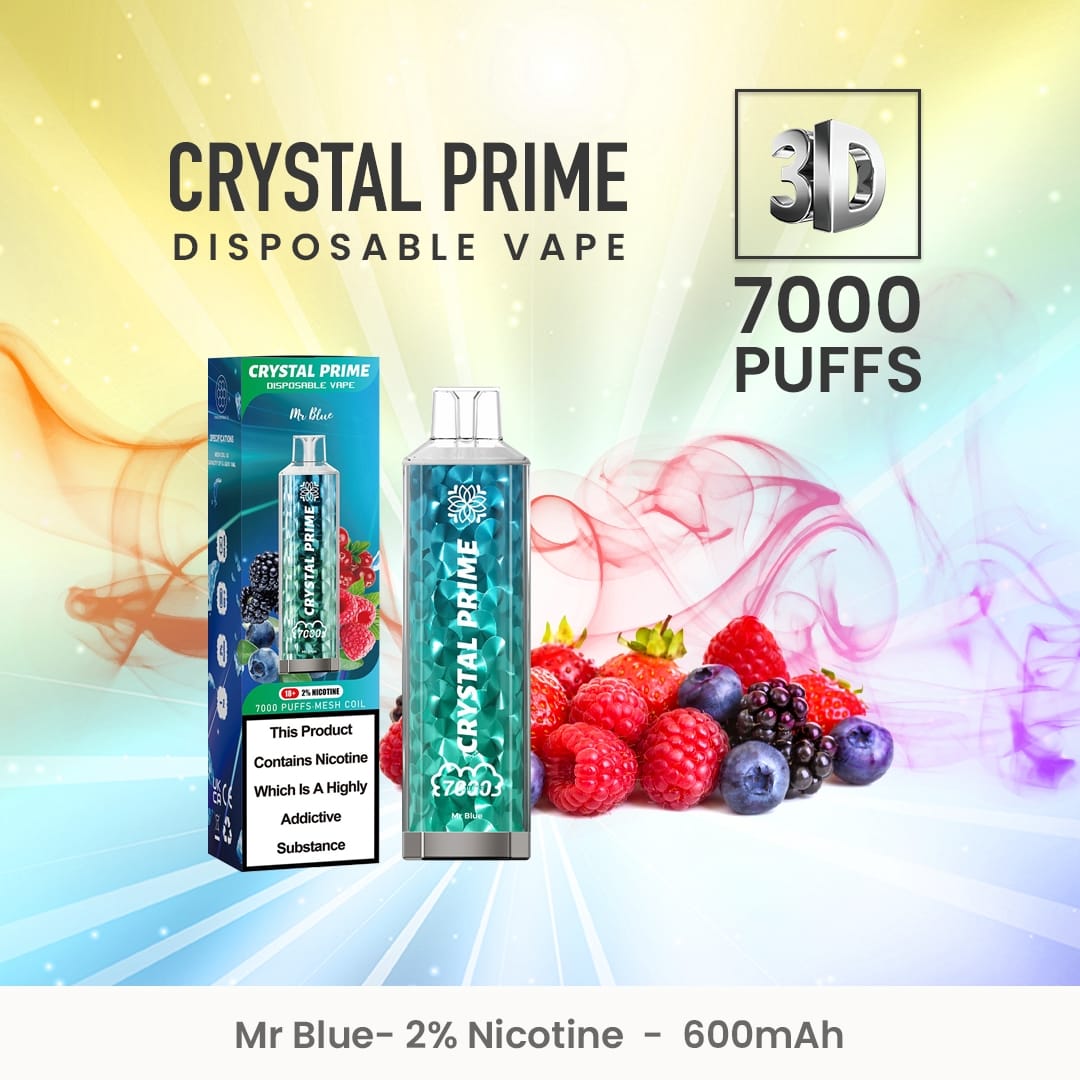 Crystal Prime 7000 Disposable Vape Puff Pod Device (æske med 10 stk)